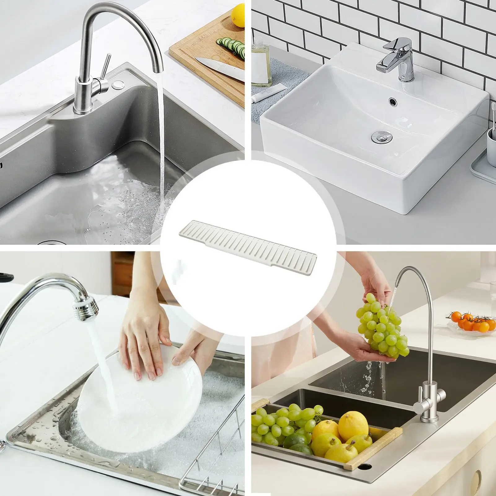Faucet Mat For Kitchen Sink Silicone Draining Fast Drying Mat Water Splash Guard For Home Kitchen Bathroom Countertop Apartment