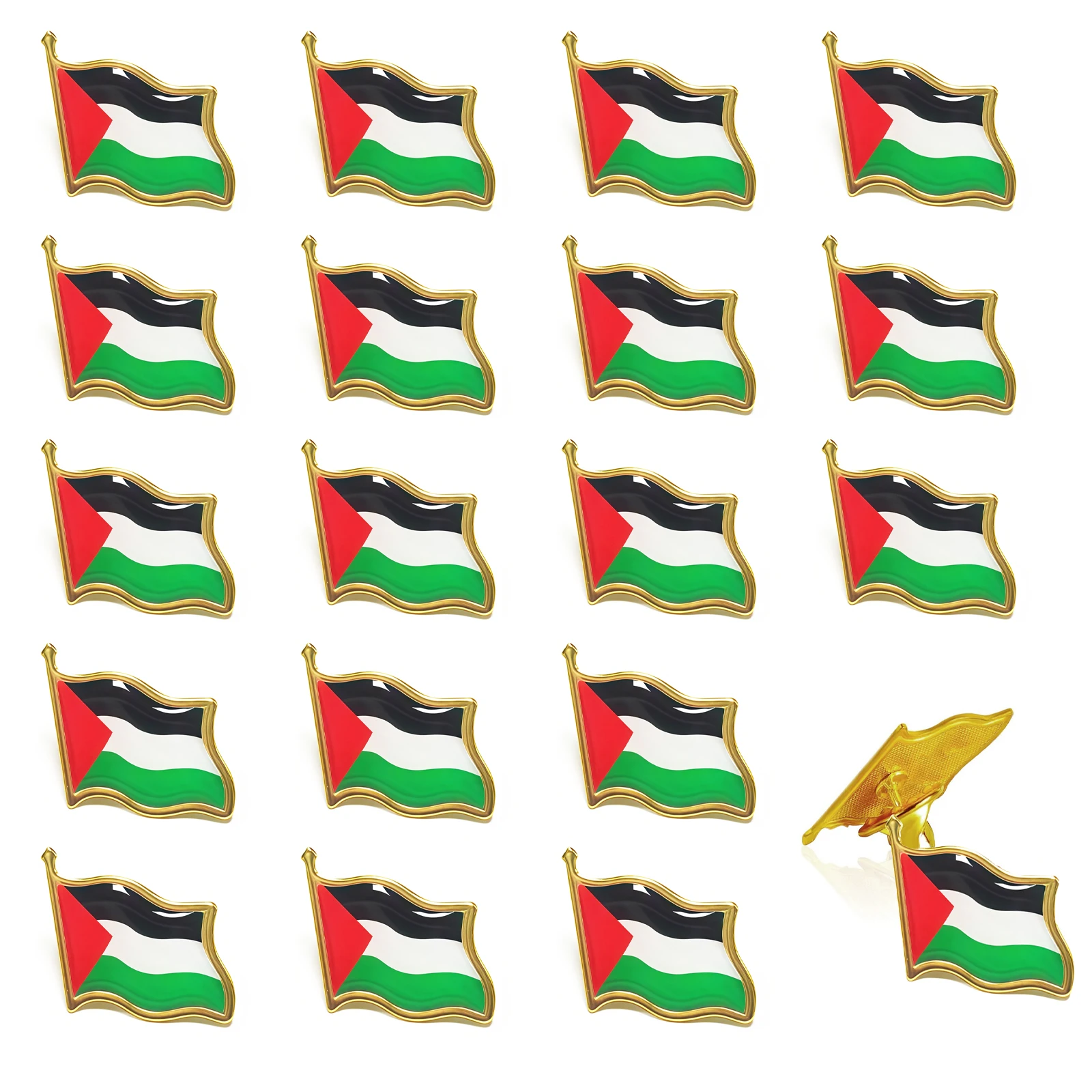 

20pcs Palestine Flag Pin Brooch Palestine Lapel Pin Metal Country Flag Badges Souvenir National Pin Decor for Clothes Bag Hat