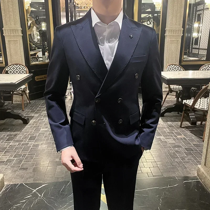 

W23 hot-selling new style double-breasted suit men's suit business casual formal wedding dress