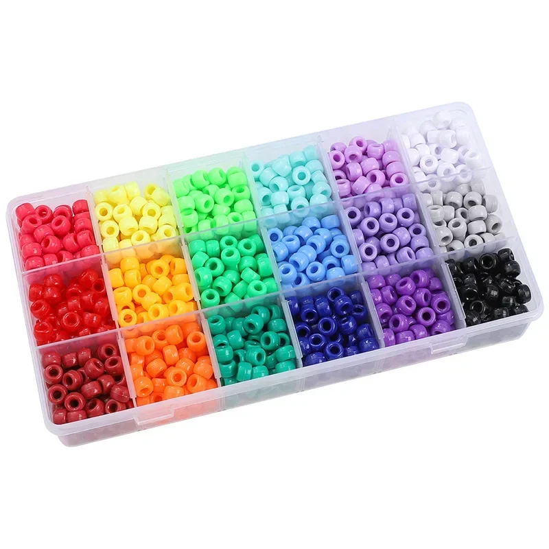 Pony Beads for Friendship Bracelet Making Kit 18 Colors Kandi Beads Set 1350pcs Plastic Rainbow Bulk Jewelry Making Hair Crafts