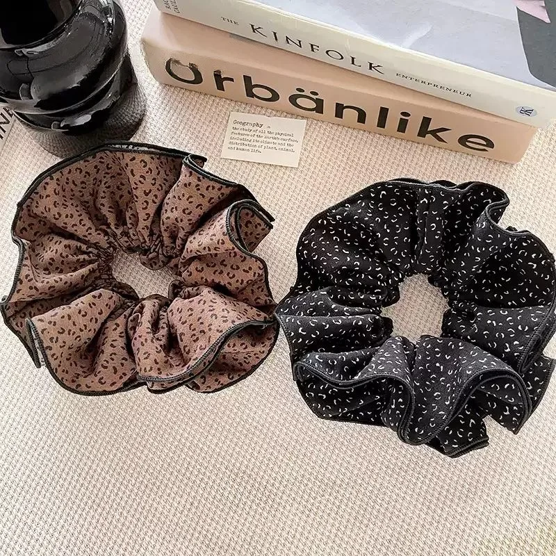 

Retro Leopard Print Big Scrunchies Women Girls Cute Elastic Hair Band Accessories Tie Hair Ring Rope Headdress Headwear Ornament
