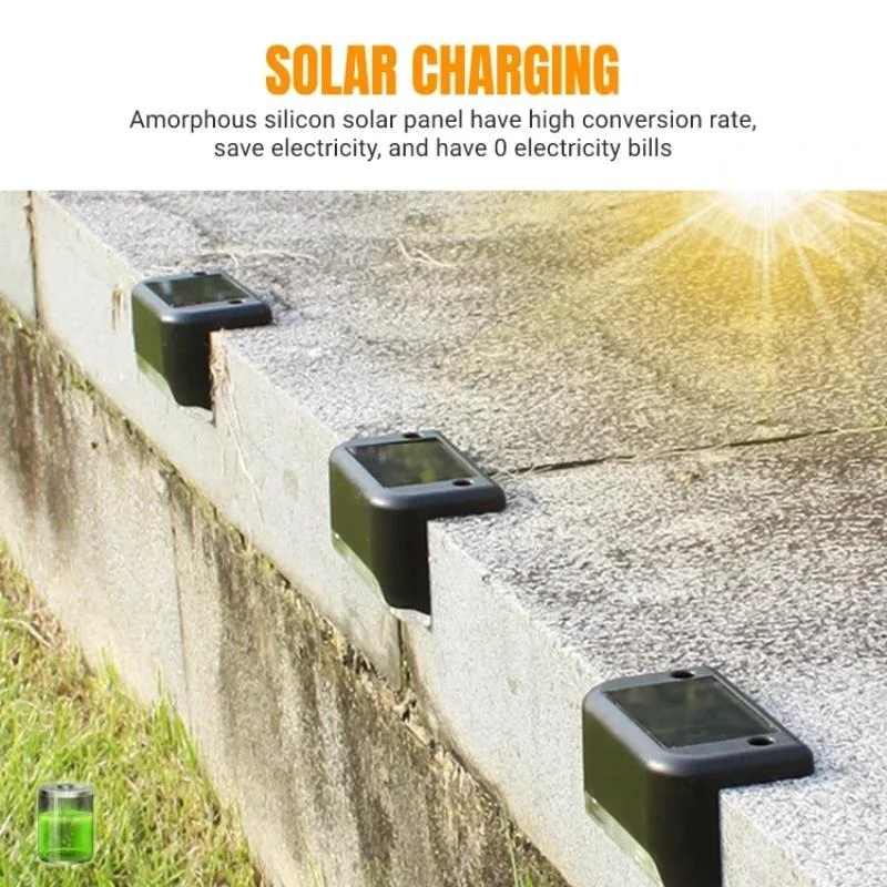 Warm Colors Solar Deck Lights LED Waterproof Outdoor Solar Powered LED Step Lights Decks Stairs Patio Garden Decorative Lights