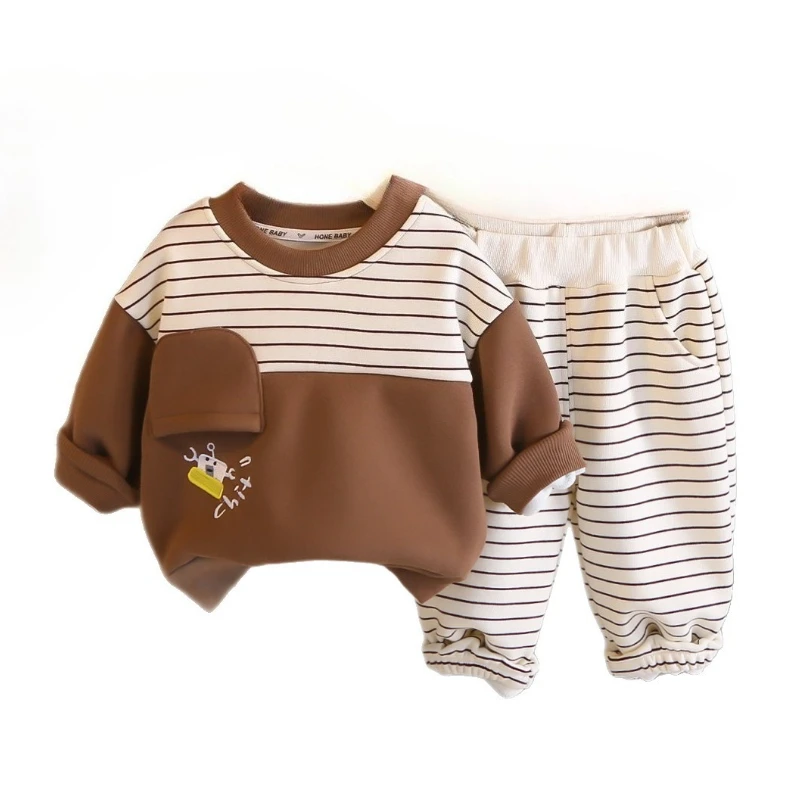 

New Autumn Winter Baby Boys Clothes Children Thick Warm T-Shirt Pants 2Pcs/Sets Kids Clothing Infant Costume Toddler Tracksuits