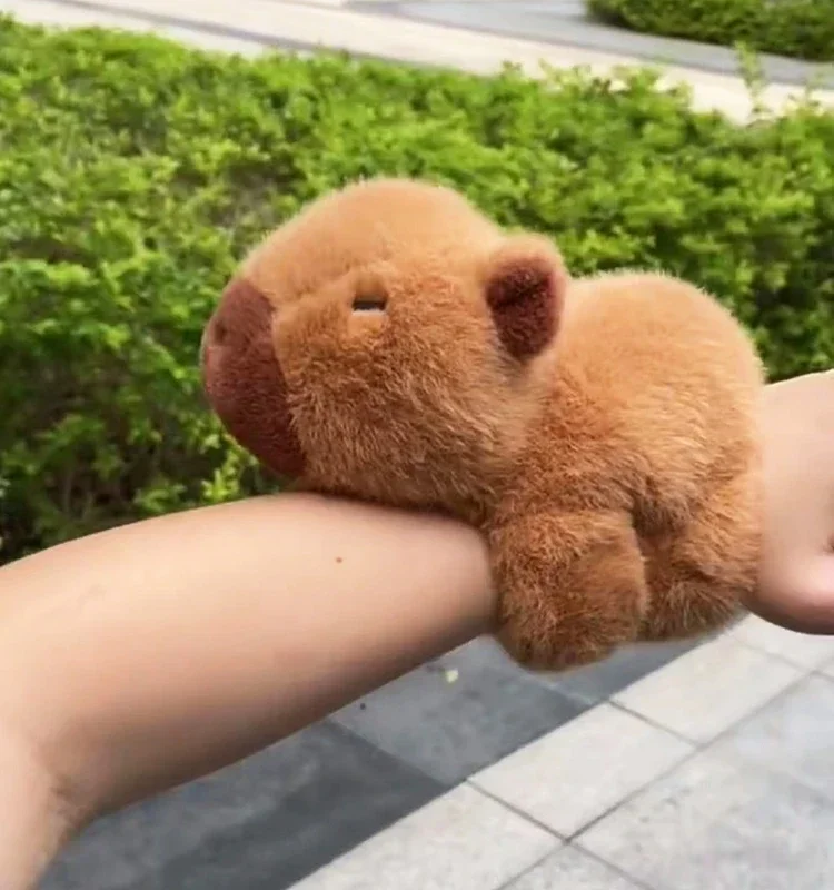 

wholesale Capybara Animal Slap Snap Wrap Wristband Bracelet Plush Stuffed Animal Kawaii Capybara Hand Ring Wristband Kid Toys