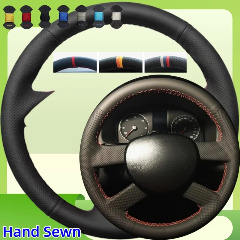 

Custom Hand Stitched Microfiber Leather Steering Wheel Cover NonSlip For Volkswagen VW Polo 2003-2006 Car Interior Accessories