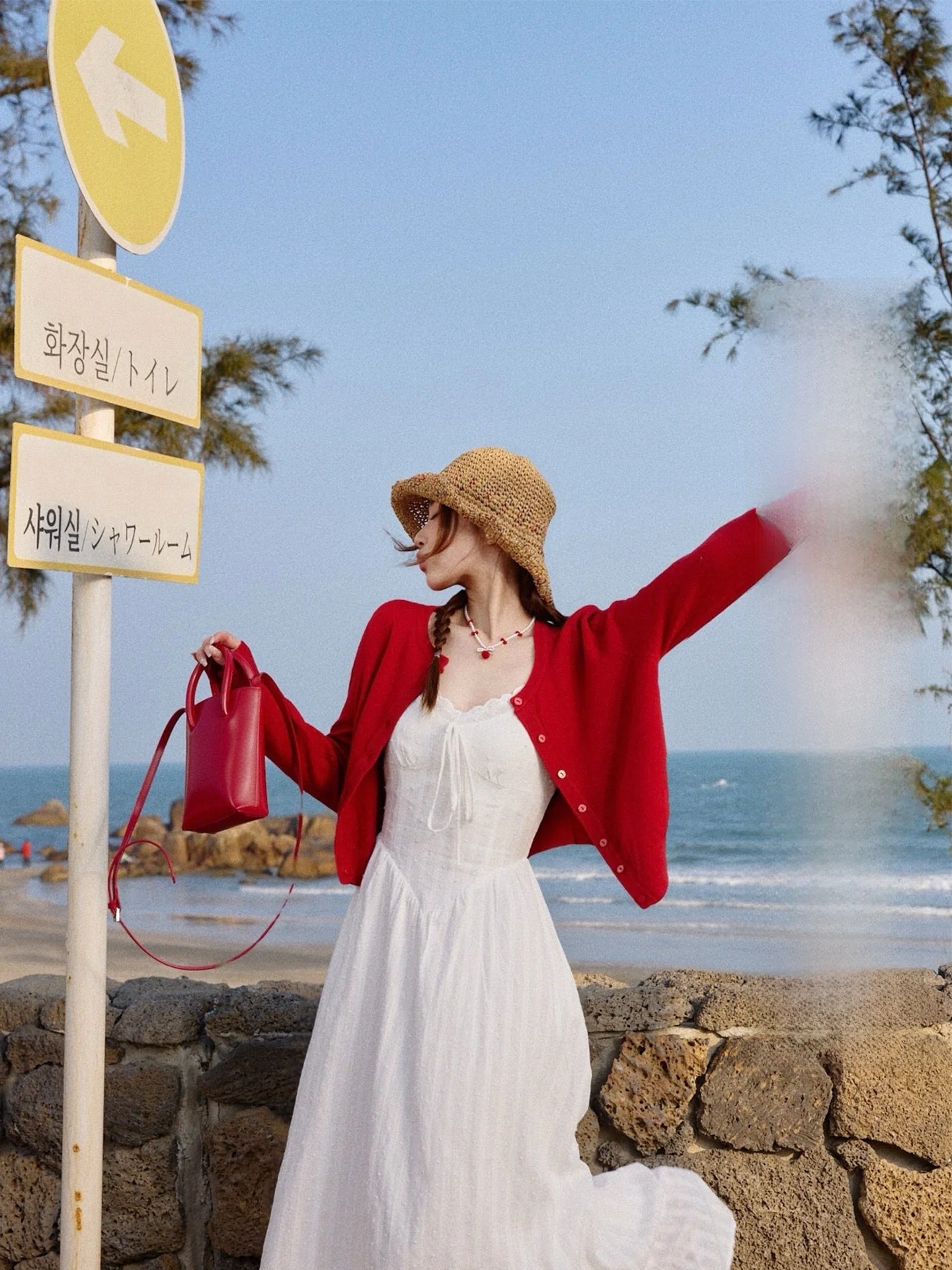 

Red Knitted Cardigan Thin Early Spring Women's Wear 2026 New Sle Korean Sle Soft Long Sve round Ne Breathable