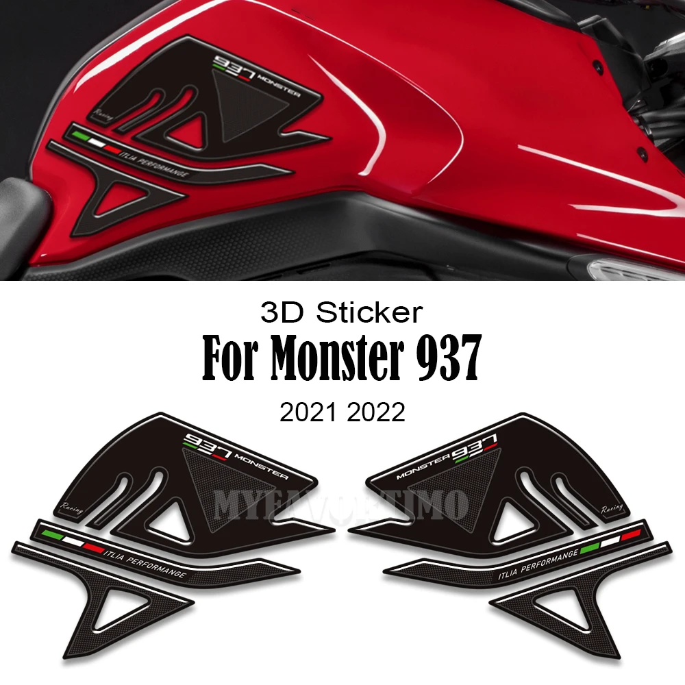 For Ducati Monster 937 Motorcycle Fuel Oil Kit Knee Protection Tank Pad Sticker Decal 2021 2022