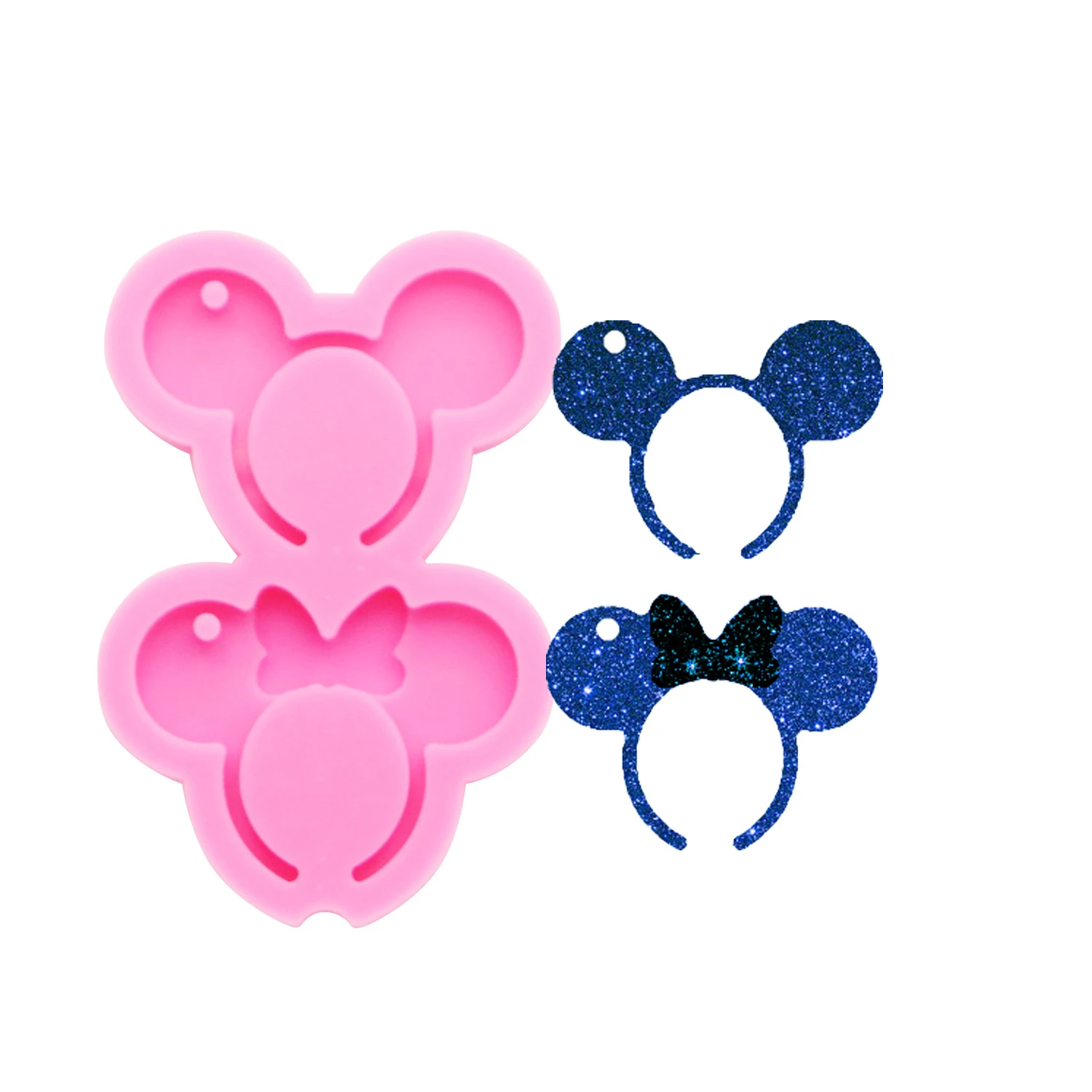 Mouse Ears Hair Clip Headband Silicone Mold for Sugar Craft Polymer Clay DIY Chocolate Gummy Cake Decorating Supplies