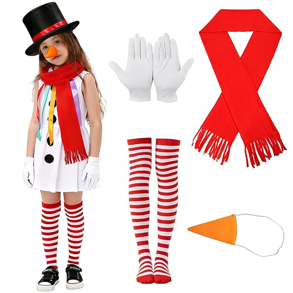 

Christmas Costume Kids Snowman Cosplay Costume Girls Christmas Party Children Stage Performance Snowman Dress Up Outfit