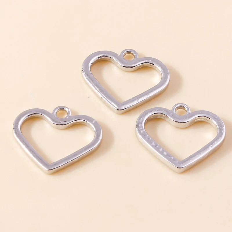 20 Stück 18x16mm Niedliche Gold- und Silberfarbene Legierungs-Herzanhänger für Schmuckherstellung, Halsketten, Ohrringe, DIY-Bastelgeschenk – Detail 4