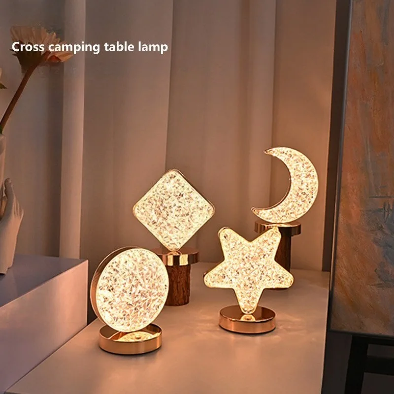 

Современная светодиодная прикроватная лампа с проекцией звезды и луны, перезаряжаемая прикроватная тумбочка с сенсорным управлением, идеальный подарок для домашнего декора