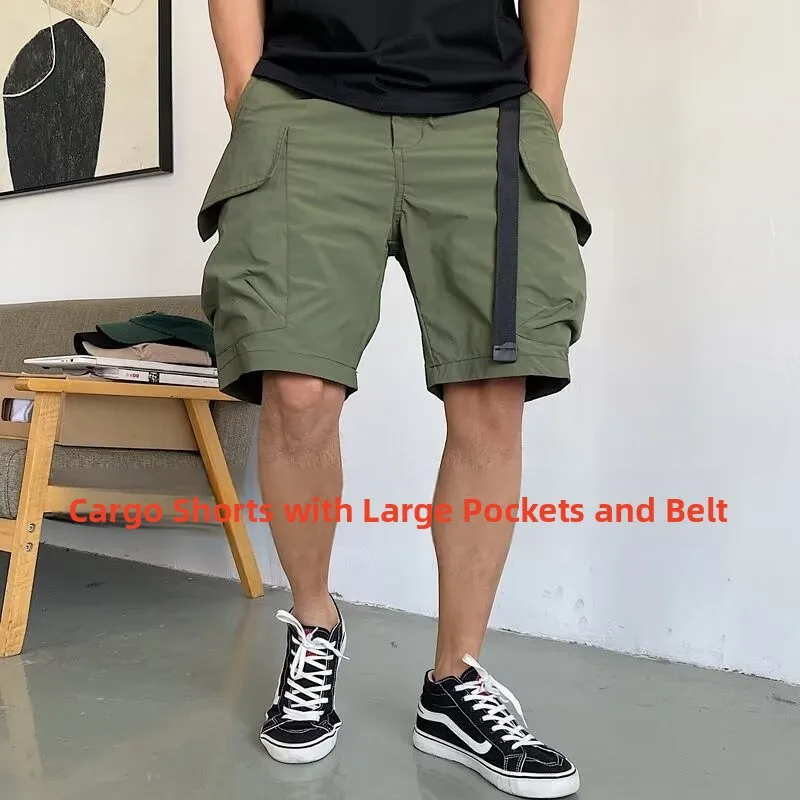 

American Retro Workwear orts Men's Summer Outdoor Qui Dry Loose Wide Leg Five ket Pants Youth Active Sle Ox Cloth