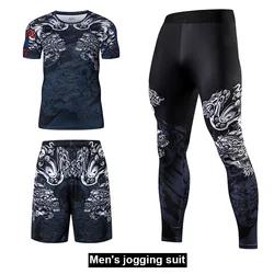 Compressão masculina roupas esportivas corrida ternos de basquete ginásio fitness jogging mma rashgard masculino calças de secagem rápida agasalho