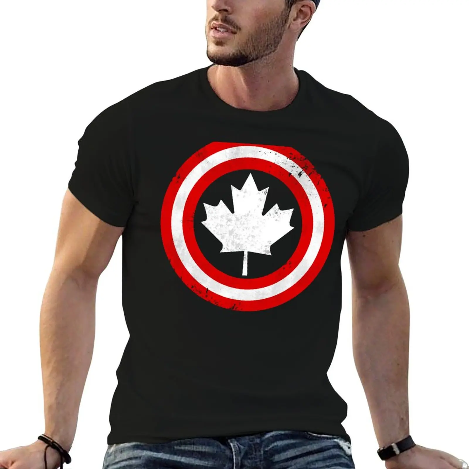 

Captain Canada (White Leaf) T-Shirt t shirt man luxury t shirts for man cotton funny T-Shirt