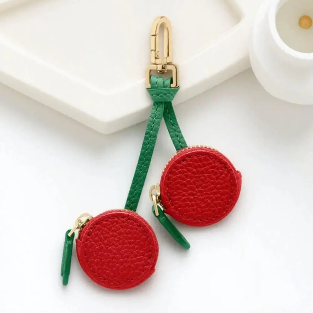 

2025 Cute Cherry Shape Coin Purse Zipper PU Leather Wallet Fruit Bag Pendant Mini Pouch Wallet Gift For Women Sweet Coin Case
