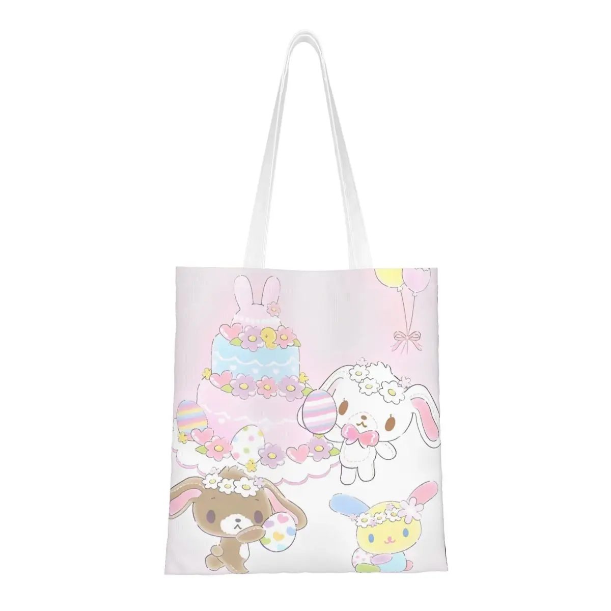 

Cartoon Sugarbunnies Canvas Tote Handbag Sugar Rabbit Shoulder Bags Large Capacity Shopping Bags for Unisex