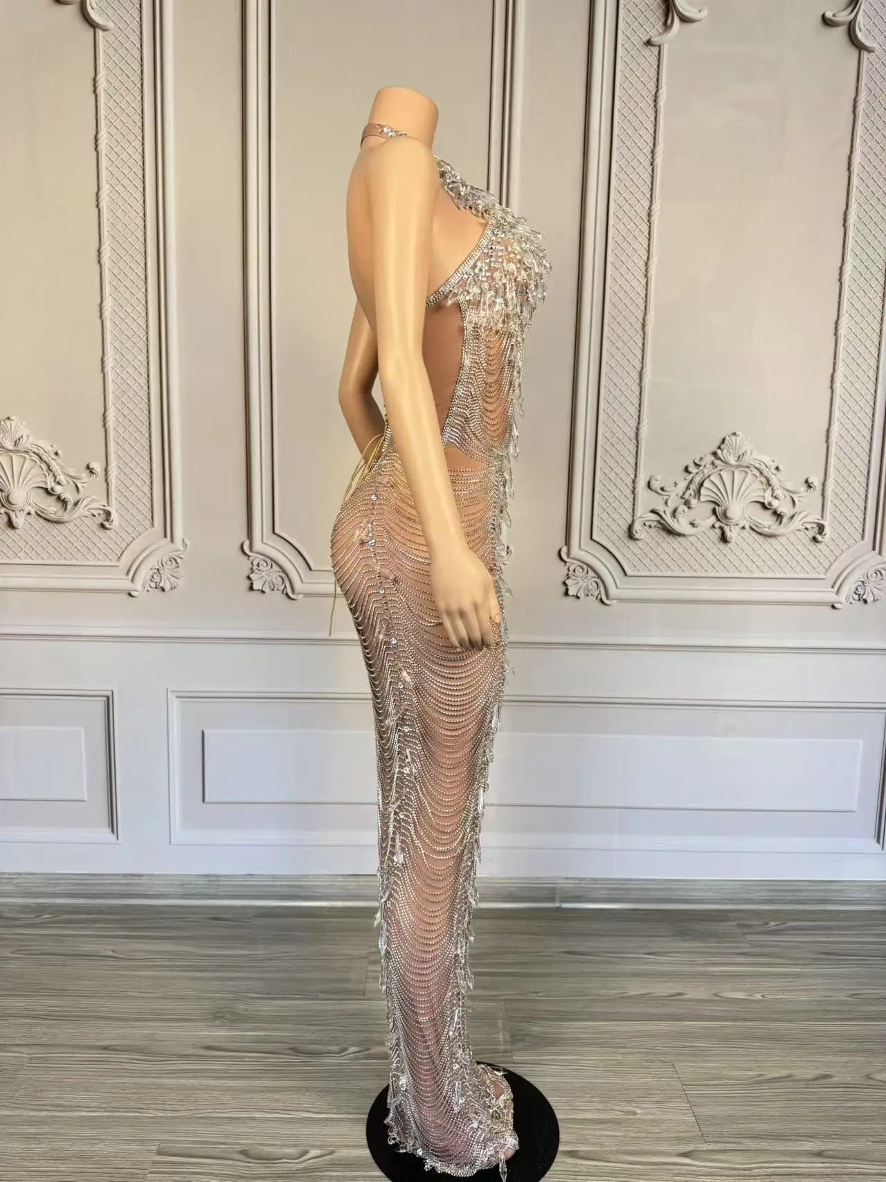 Ailisi Luxury Beaded Evening Dresses Luxury Tassels Crystal Mermaid Prom Dress Women Wedding Party Gowns Vestido De Festa