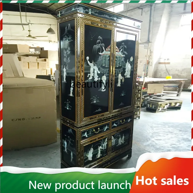 

F56 Solid Wood Shell Wardrobe Ming Qing Classical Furniture Storage Cabinet Piano Lacquer High-end Furniture