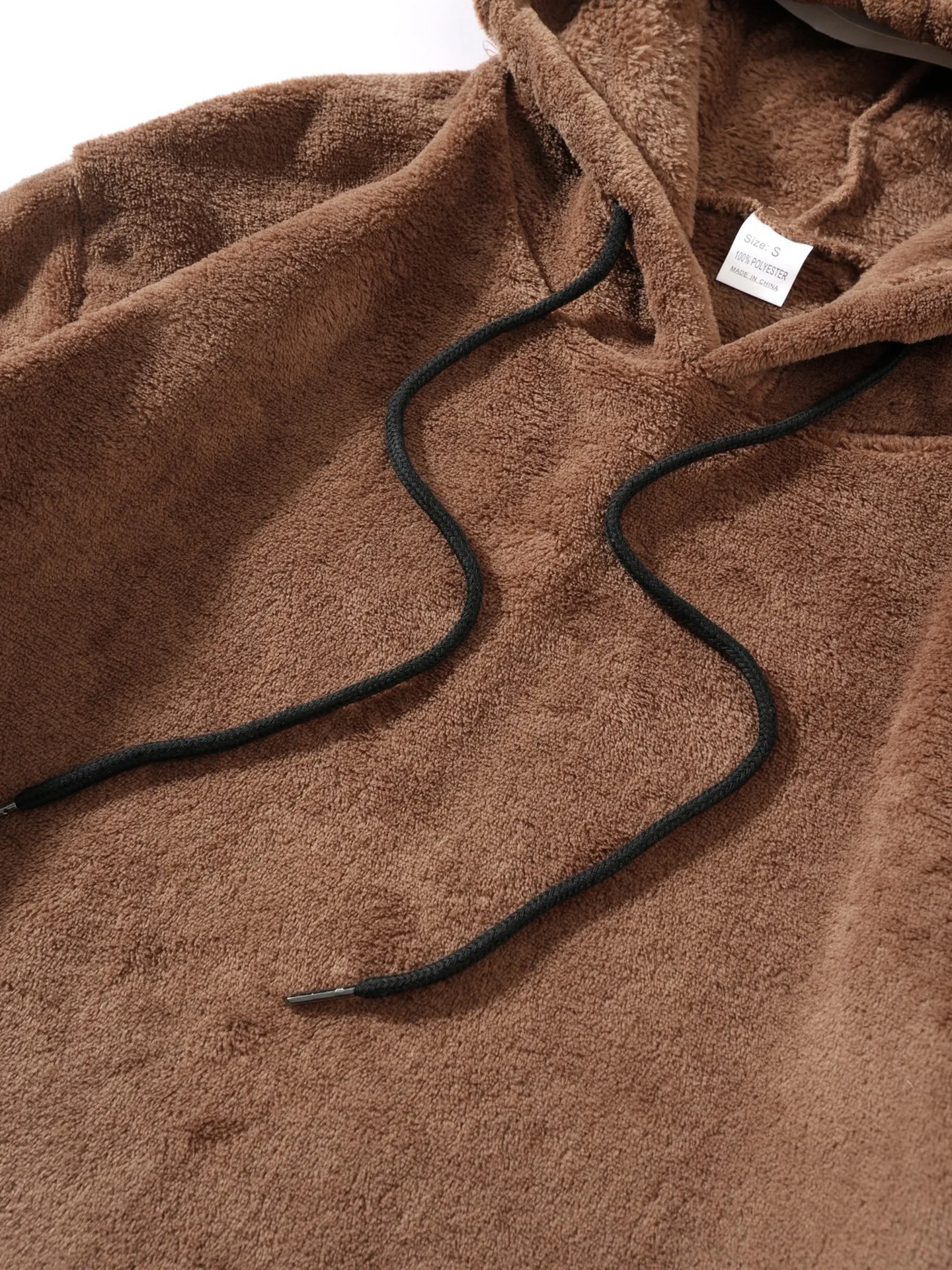 Herren Weiches Warmes Flanell Zweiteiler Set Übergroßer Kapuzenpullover mit Kordelzug Lose Hose Lässige Hauskleidung Herbst Winter Tägliche Kleidung – Detail 15