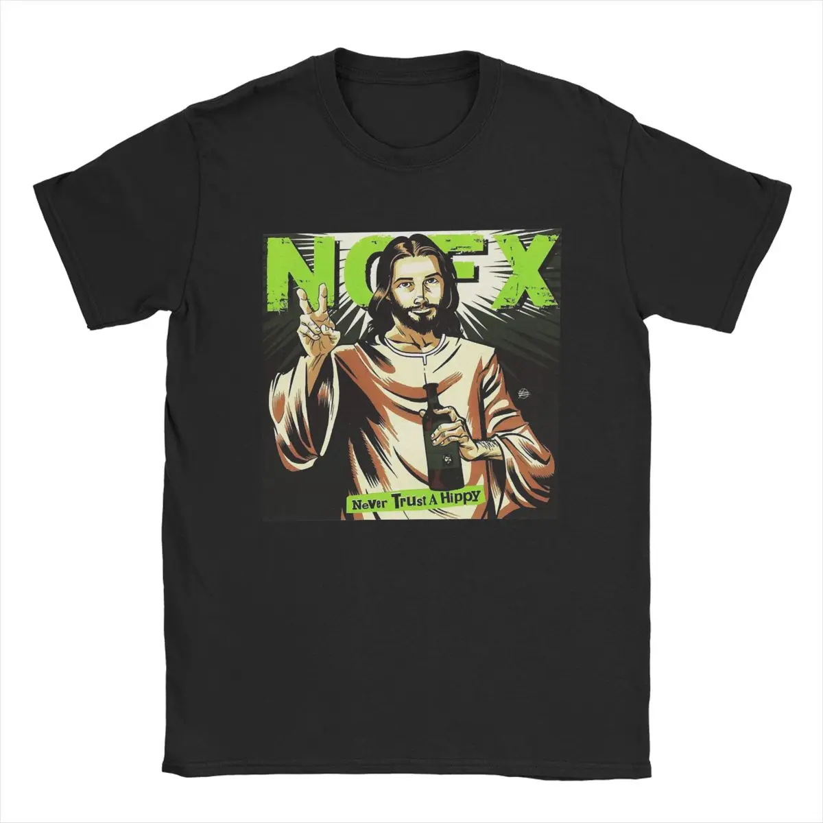 Nofx-Camisa punk masculina e feminina, algodão puro, vintage, nunca ama um hippy, Jesus, manga curta, acessórios de vestuário, verão