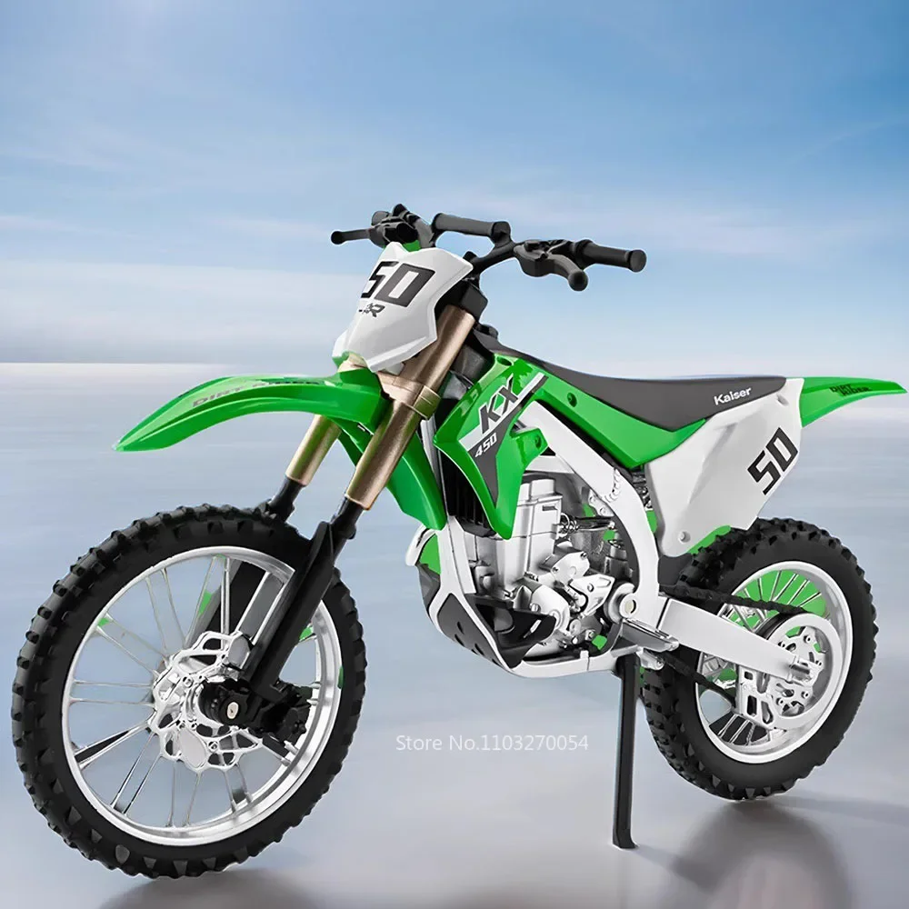 1:12 كاواساكي KX450 سبيكة دراجة نارية نماذج مصغرة اللعب دييكاست سيارات العجلة الأمامية توجيه امتصاص الصدمات المقتنيات الصبي