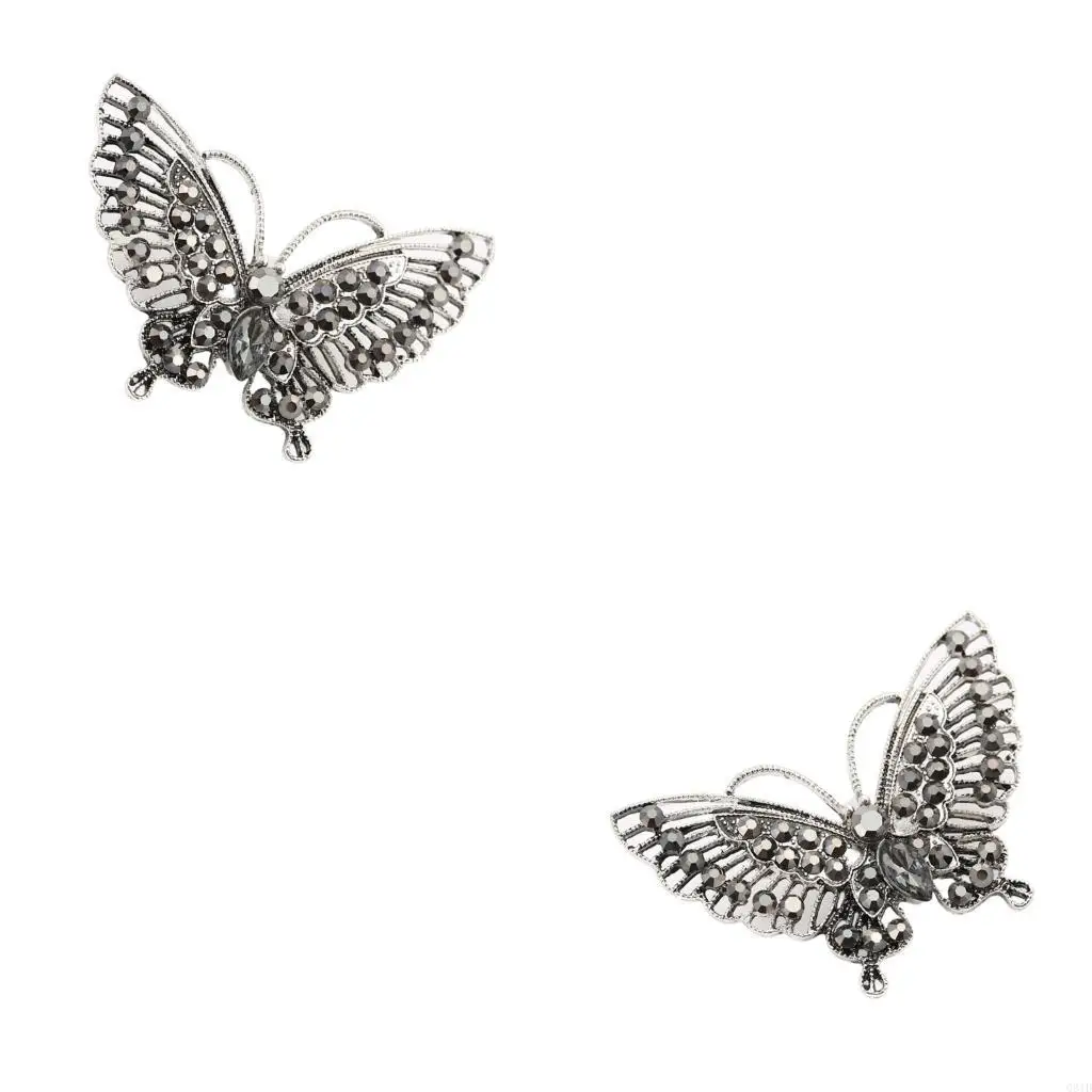 Vintage Chinese Styles Butterfly Brooch With Crystals Embellishment for Blouses Coats Scarves Formal Event Wear