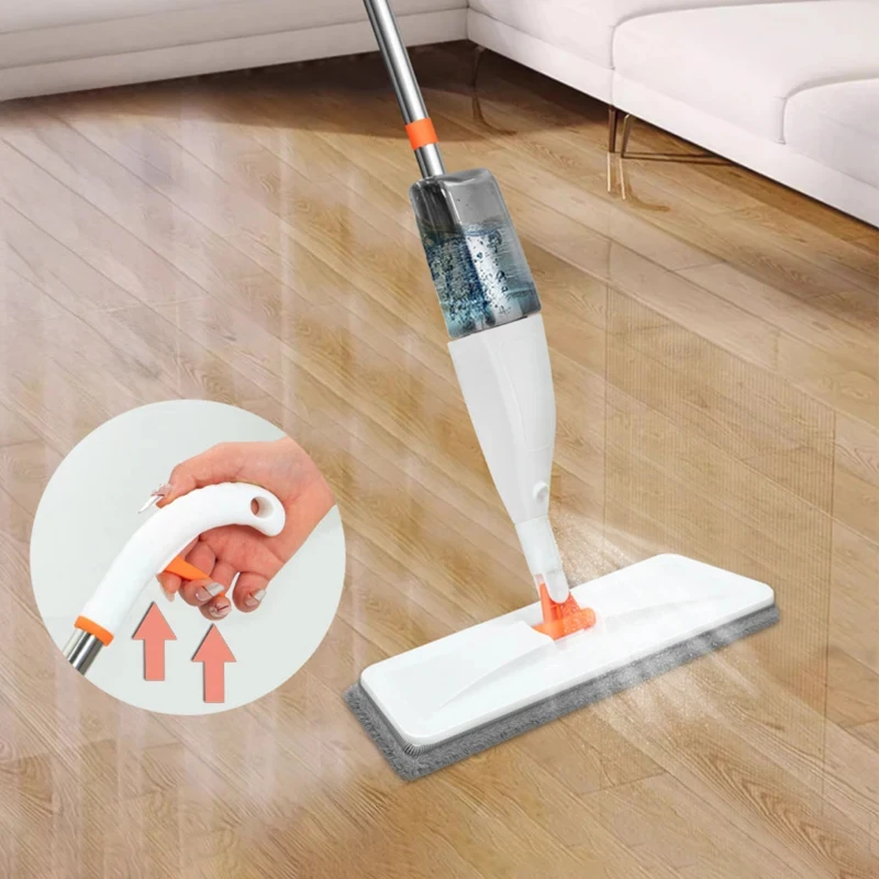 Large Spray Mop with Microfiber Pads Wet Dry Cleaning 360° Rotating Household Floor Mop Replaceable Cloth