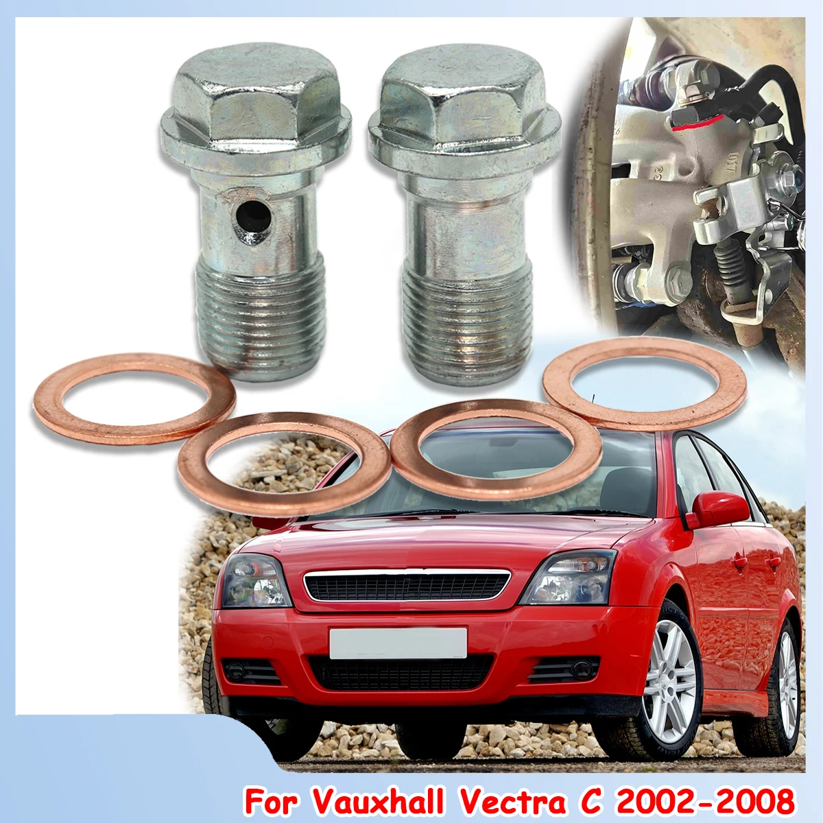 Left Rear Right Caliper Hose Lines Banjo Fittings Copper Sealing Crush Washers Repair Kit For Vauxhall Vectra C 2002 2003-2008
