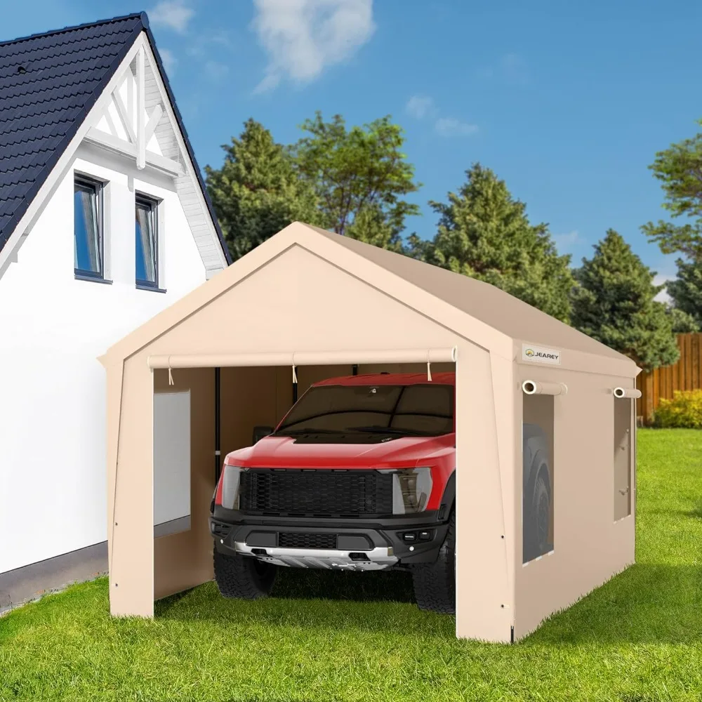 

Carport 10'x20' Portable Garage with Removable Sidewalls, Heavy Duty Car Port All Weather Carport Garage Large Outdoor Canopy