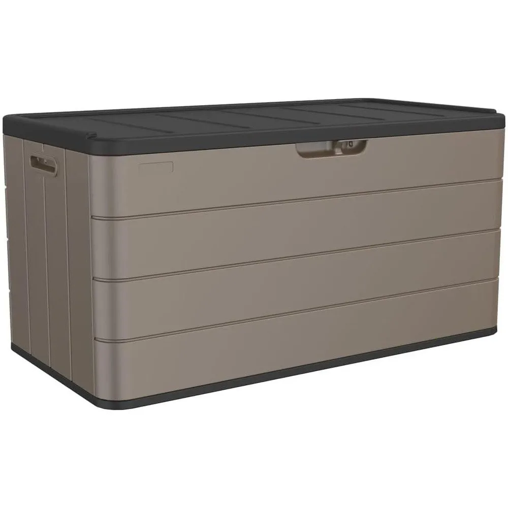 Outdoor Storage Box Waterproof 100 Gallon Plus Lockable Resin Deck Box Large Patio Storage Bin for Pool Accessories