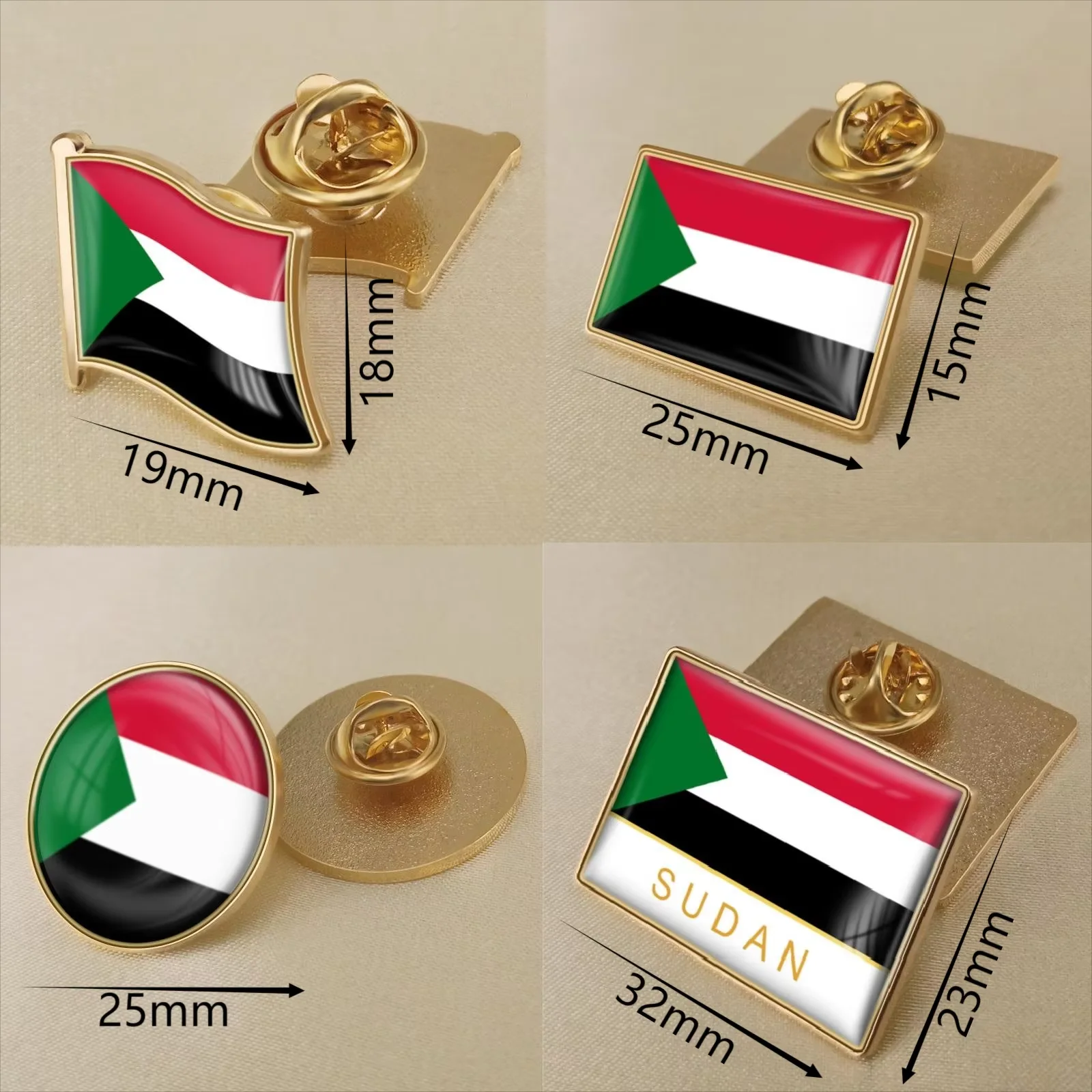 Sudan Flag Brooch Badges Lapel Pins