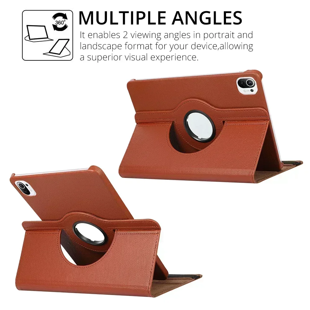 360 Grad drehbare Hülle für Xiaomi RedMi Pad SE 11" 10,6" Standabdeckung Mi Pad 5 6 Pro 11 Zoll PU-Leder Tablet-Schutzhüllen