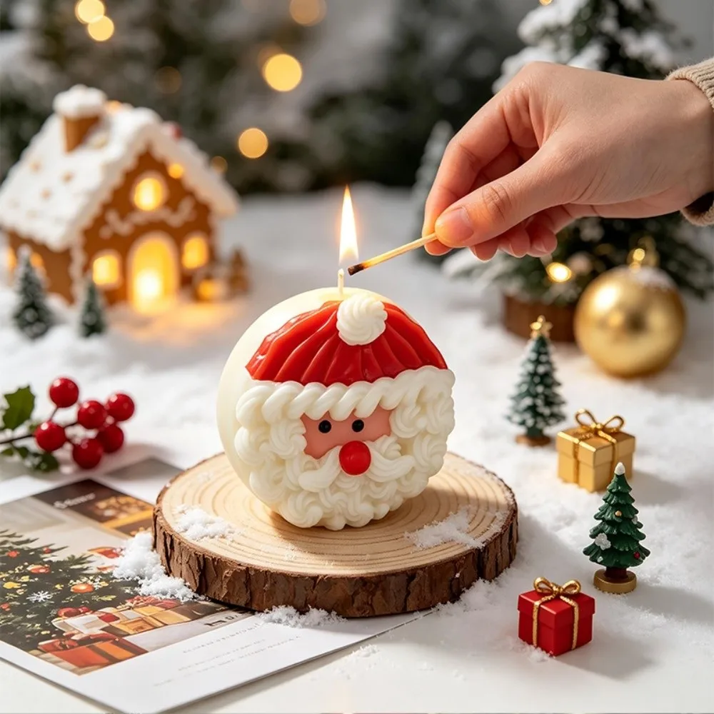 Round/Triangular Shape Christmas Candle Mold Whipped-Cream Texture Farmhouse Silicone Candle Mold Non-Stick Easy Release