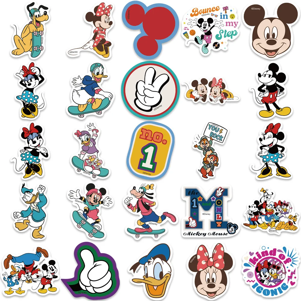 50PCS Disney Mickey Donald Duck Stickers for DIY Diary Laptop Luggage Skateboard Graffiti Decals Sticker Classic Toys New 2025