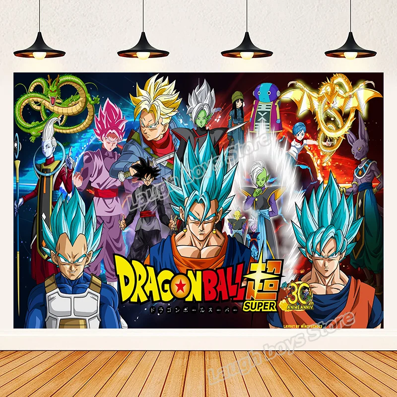 Dragon Ball Z Party BackGround Goku Figure Birthday Poster Template Photography BackGround Kids Birthday Party Supplies Decoration