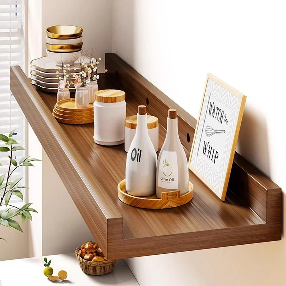 60cm Wall-mounted Shelf Wall Storage Rack Wooden Rack Home Living Room Decor Modern Laminate Sorting Rack Kitchen Organizer