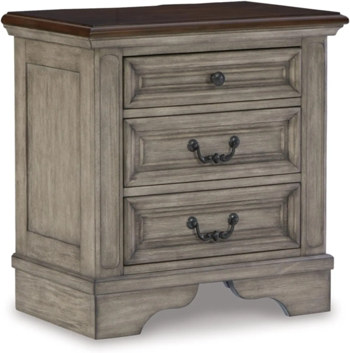 

Signature Design by Ashley Lodenbay Casual 3 Drawer Night Stand with USB Charging Ports, Antique Gray