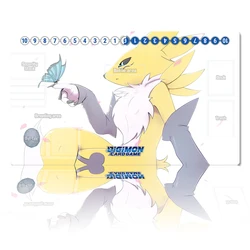 Digimon Playmat Renamon DTCG CCG Card Game Board Game Mat Mouse Pad Anime Custom Desk Mat Gaming Accessories with Zones Free Bag