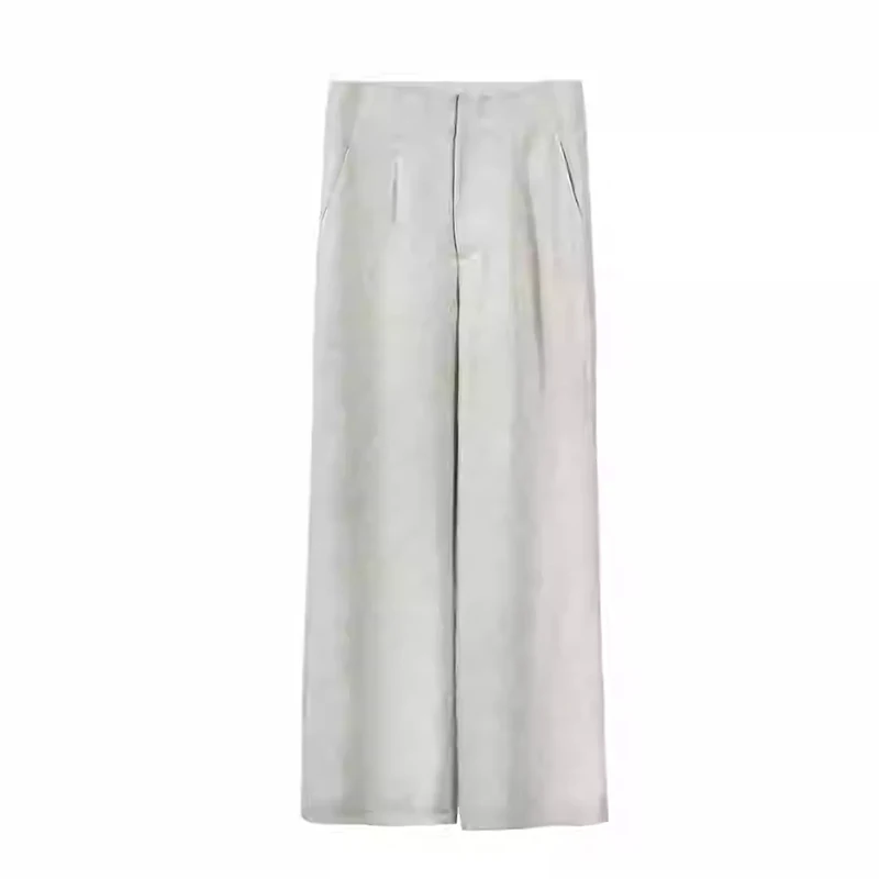 高品質リネンズボン衣装春の女性のノースリーブ V ネックベストトップ + ハイウエストルーズストレートパンツ夏のツーピースセット