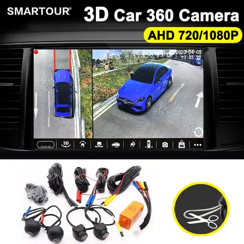 Surround View Right+Left+Front+Rear View Camera System for Android Auto Radio Night Vision Car 1080P/720P AHD 360 Degree Camera