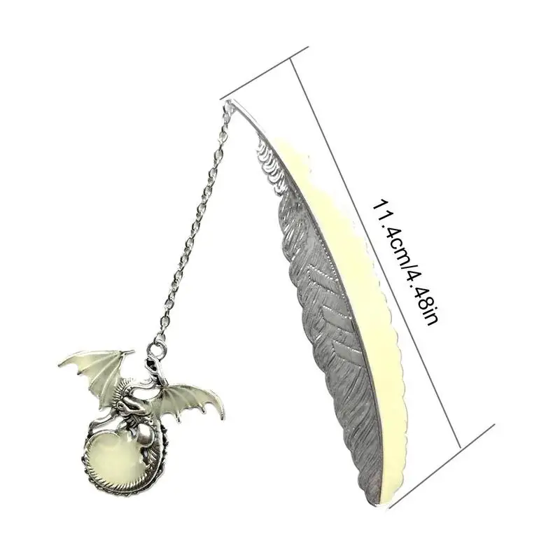 Glow In The Dark Bookmark Luminous Book Marker Creative Feather Dragon Book Page School Office Stationery Boy Girl Gift