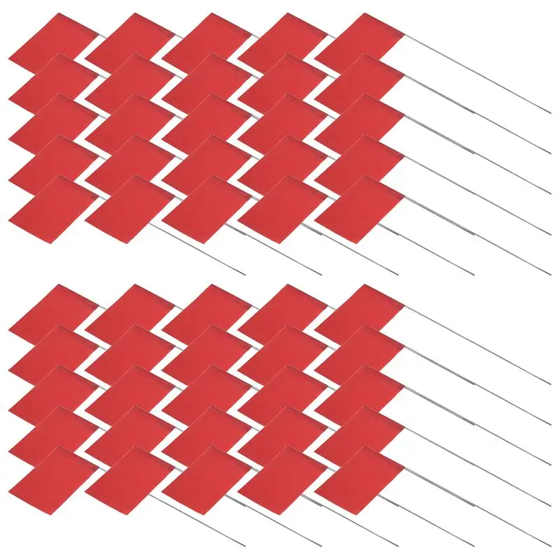 【A03R】 50Pack Marking Flags, Red Yard Flags 15x4x5Inch, Marker Flags, Lawn Flags Markers, Irrigation Flags, Landscape Flags