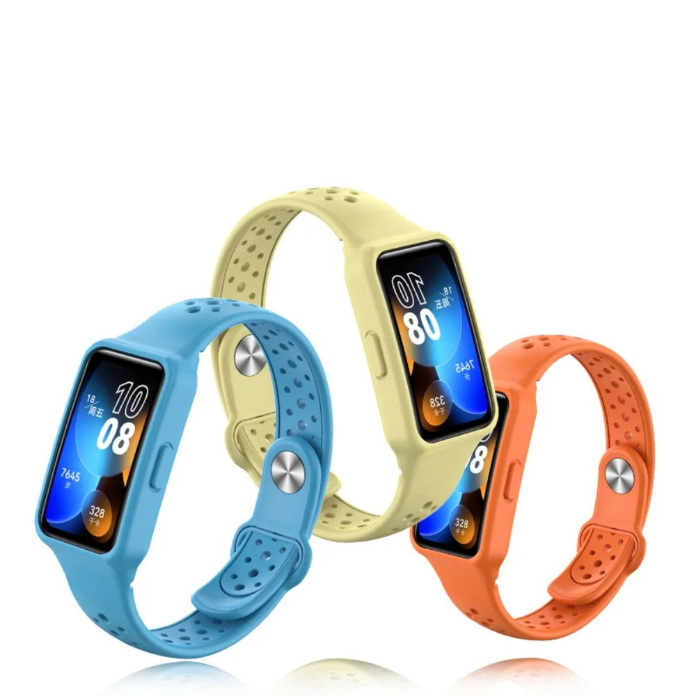 สายนาฬิกาซิลิโคนระบายอากาศได้แบบพกพาสายรัดข้อมืออุปกรณ์เสริมสำหรับ Huawei band 9/8