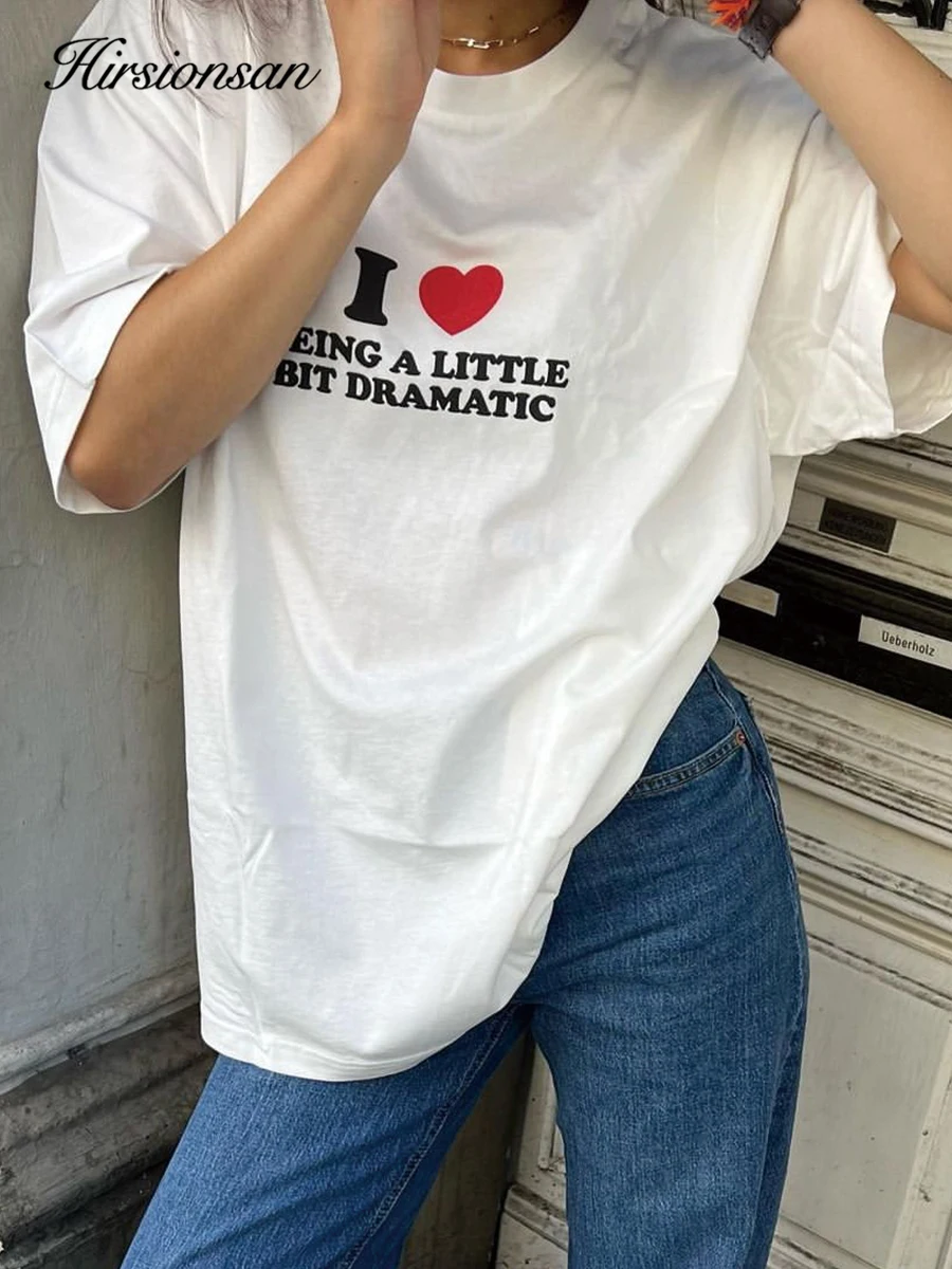 

Hirsionsan I Love Boy Letter Printed T Shirt Women Summer Cotton Soft Short Sleeve Tee Female Oversized Higt Street Top 2025