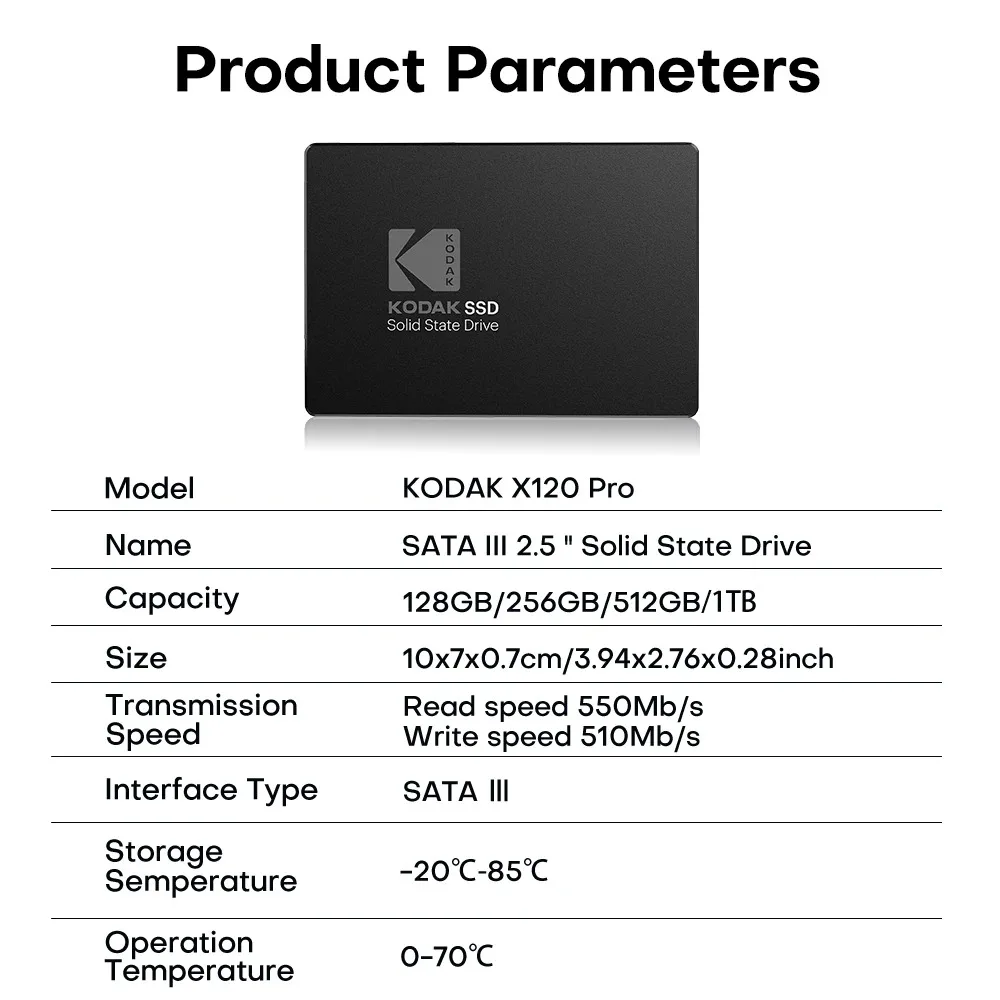 KODAK製　内蔵型SSD1TB SATA ※今だけ価格 Original KODAK SATA3 X120 SSD 256GB 512GB 1TB 2.5