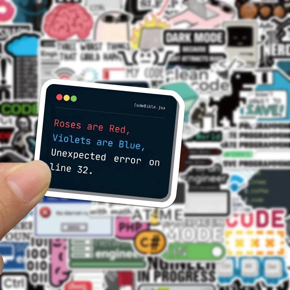 10/30/50PCS Programming 404 Network Error Stickers Funny Creative Decals Scrapbook Phone Laptop Cartoon Waterproof PVC Sticker