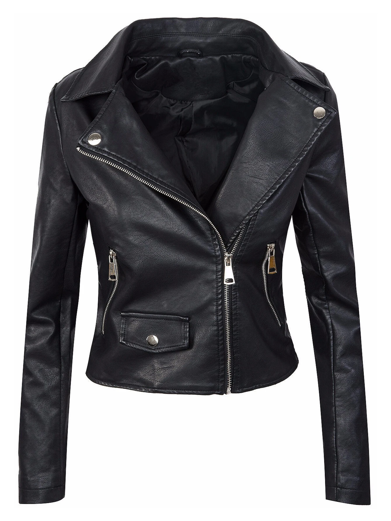 

Women's Long Sleeve Lightweight Jacket Streetwear Solid Color Lapel Skinny Fit Fashion Autumn Zipper Pockets