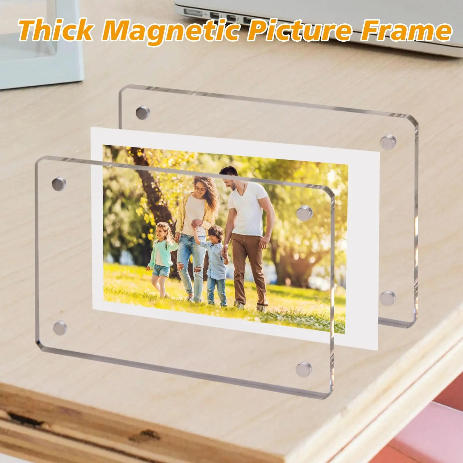 Acrylic magnetic photo frame, refrigerator mini photo frame, magnet double-sided, wallet size, suitable for Polaroid film