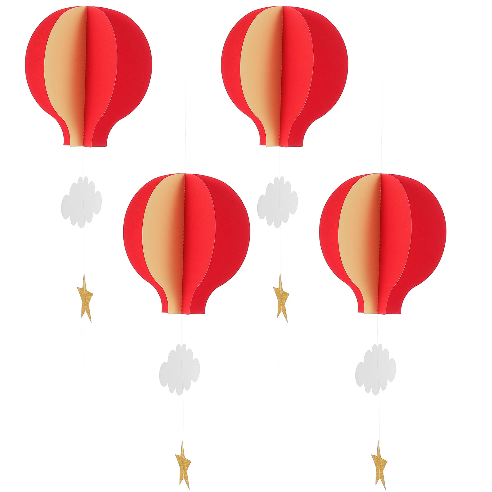

4Pcs Hot Air Balloon Paper Hanging Crafts Colorful Pendant Clouds Stars Decoration DIY Party Supplies Window Ornament
