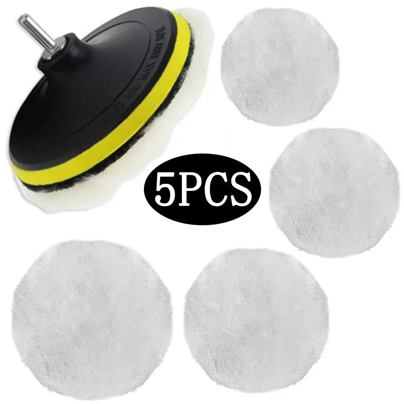 

5Pcs Wool Polishing Disc Car Beauty Waxing Self-Adhesive Disc Imitated Wool Sponge Pad Auto Polisher Sponges Discs 3-7 Inches